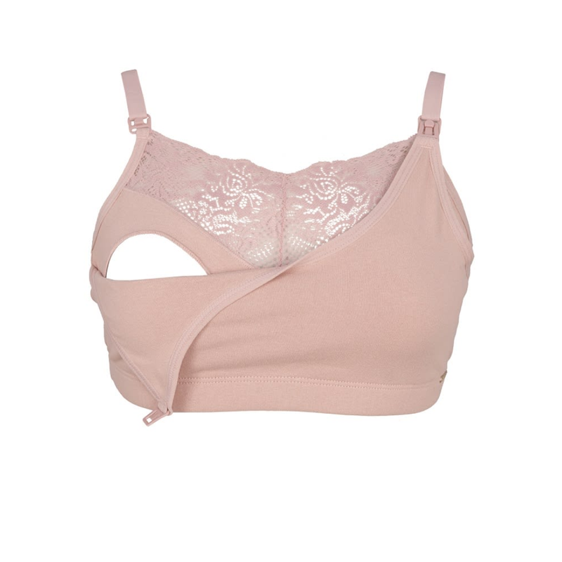 Sostén Lactancia Algodón Semi Encaje Palo Rosa