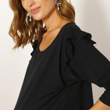 Polera Lactancia Gabriela Manga Larga Negro