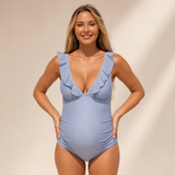 Traje de Baño Maternal Vuelos Rayas Azul