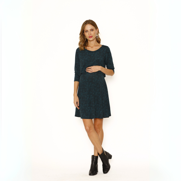 Vestido Lactancia Vuelo Manga Larga Rombos Calipso