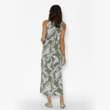 Vestido Lactancia Gabriela Largo Hojas Verde
