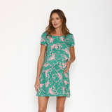 Vestido Lactancia Paz Flores Rosa Fondo Verde