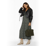 Vestido Lactancia Largo M/Globo Manchas Khaki