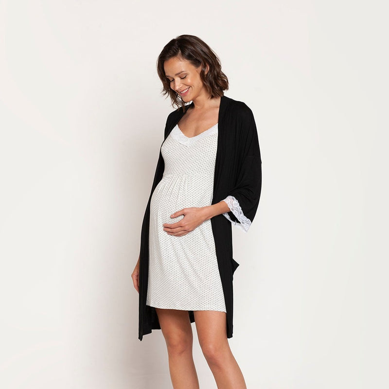 Bata Maternal Kimono Negro