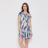 Vestido Maternal Al Cuello Flor Tropical Menta
