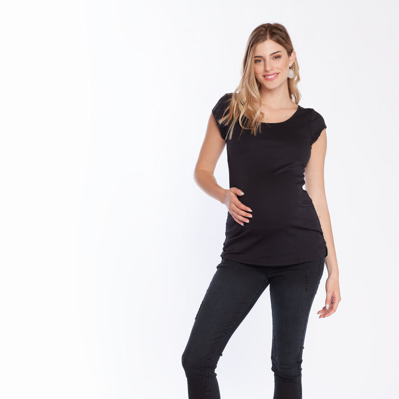 Polera Maternal Algodón Pima Negra