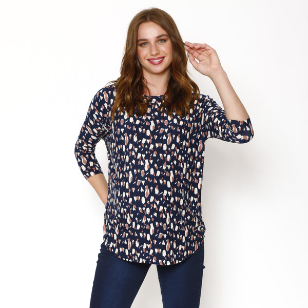 Polera Maternal Manga Codo Brochas Indigo