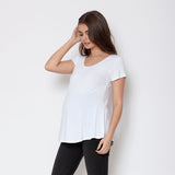 Polera Maternal Ruedo Curvo Blanca