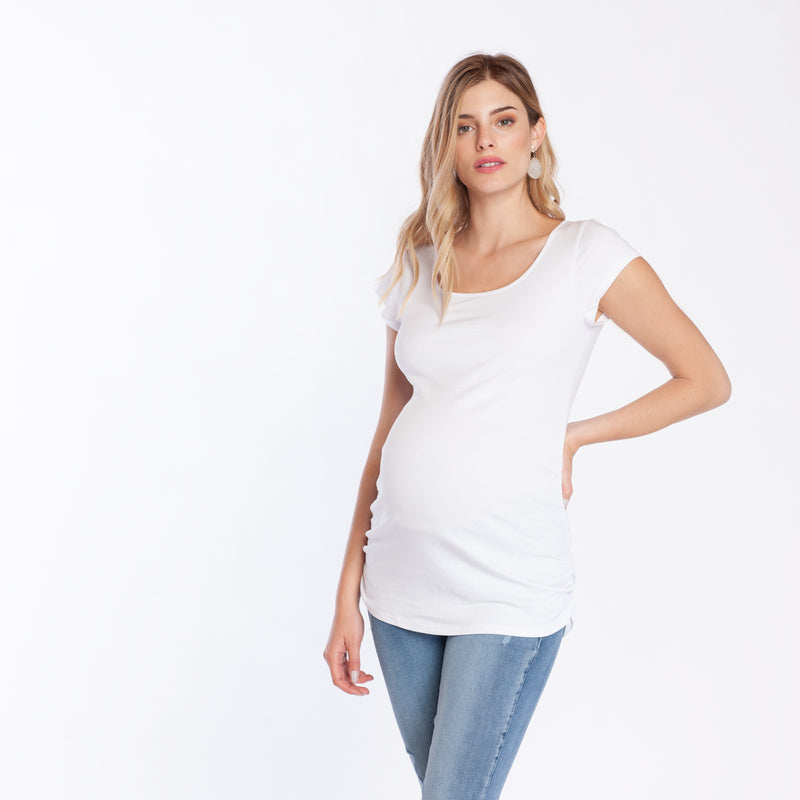 Polera Maternal Algodón Pima Blanca