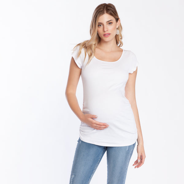 Polera Maternal Algodón Pima Blanca