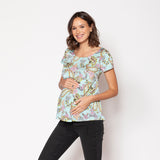 Polera Maternal Ruedo Curvo Calabazas Turquesa