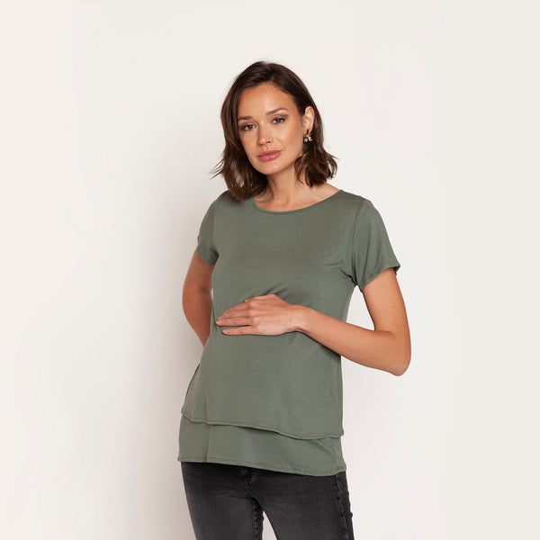 Polera Lactancia Doble Khaki