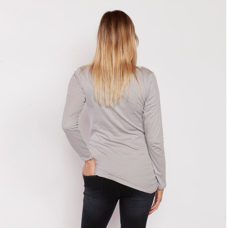 Polera Maternal Algodón Pima Manga Larga Gris